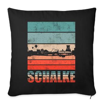 Schalke Skyline Fan Schalke Fanartikel - Sofakissenbezug 45 x 45 cm - Schwarz - Vorne