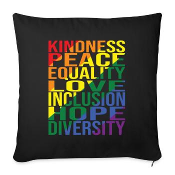 Gentillesse Paix Égalité Amour Inclusion Espoir Plongeurs - Housse de coussin décorative 45 x 45 cm - noir - Devant