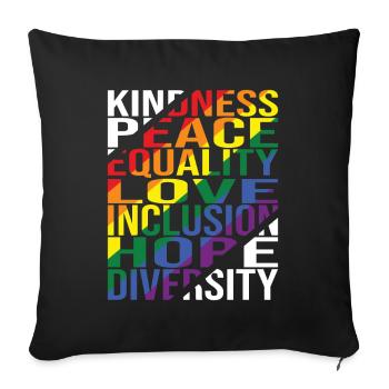 Gentillesse Paix Égalité Amour Inclusion Espoir Plongeurs - Housse de coussin décorative 45 x 45 cm - noir - Devant