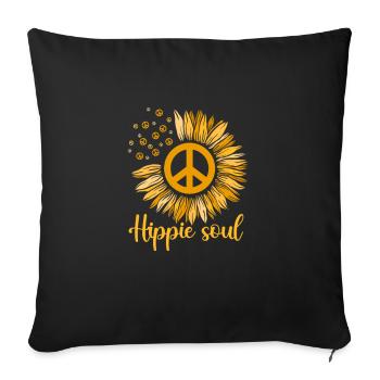 Hippie Peace Flower Power Amour Paix Cadeau - Housse de coussin décorative 45 x 45 cm - noir - Devant