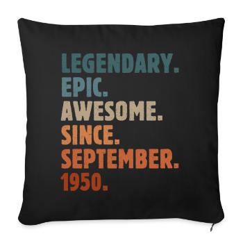 1950 September Vintage Birthday Gift - Sofa pillowcase 17,3'' x 17,3'' (45 x 45 cm) - black - Front