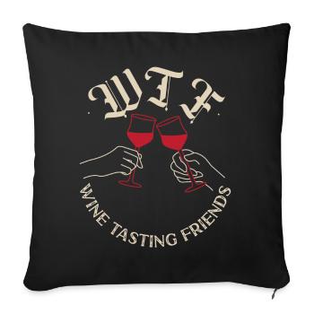 Dégustation de vin de sommelier - Housse de coussin décorative 45 x 45 cm - noir - Devant