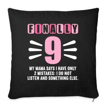 Finally 4 mom says have only 2 mistakes 4th birthday - Sofa pillowcase 17,3'' x 17,3'' (45 x 45 cm) - black - Front