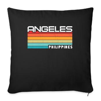 Vintage Travel Angeles City Philippines Asia - Sofa pillowcase 17,3'' x 17,3'' (45 x 45 cm) - black - Front