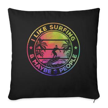 Surf J’aime le surf et peut-être 3 personnes - - Housse de coussin décorative 45 x 45 cm - noir - Devant
