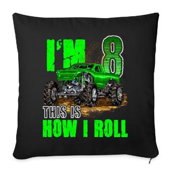 8th Birthday Monster Truck For Boys & Girls 8 Year - Sofa pillowcase 17,3'' x 17,3'' (45 x 45 cm) - black - Front