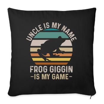 Onkel ist mein Name Frosch Jagd ist mein Hobby - Sofakissenbezug 45 x 45 cm - Schwarz - Vorne