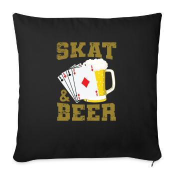 Skat and Beer Kartenspiel Reizen Spielkarten - Sofakissenbezug 45 x 45 cm - Schwarz - Vorne