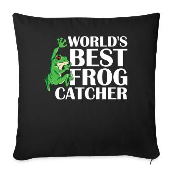 Bester Frosch Fänger der Welt mit grünem Frosch - Sofakissenbezug 45 x 45 cm - Schwarz - Vorne