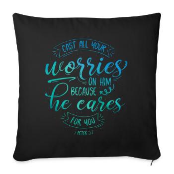 Jetez tous vos soucis sur lui - Housse de coussin décorative 45 x 45 cm - noir - Devant