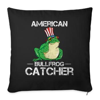 Amerikanischer Ochsenfrosch Fänger fängt und isst - Sofakissenbezug 45 x 45 cm - Schwarz - Vorne