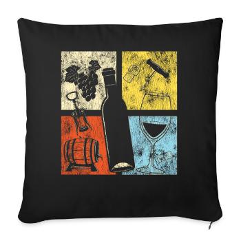Sommelier Wine Drinking Tasting - Sofakissenbezug 45 x 45 cm - Schwarz - Vorne