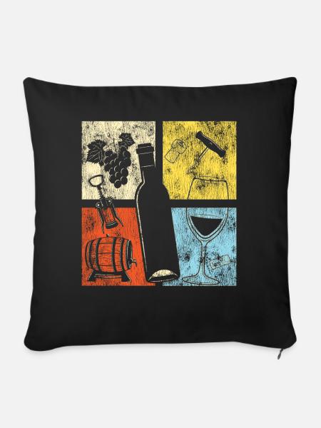 Sommelier Wine Drinking Tasting - Sofakissenbezug 45 x 45 cm - Schwarz