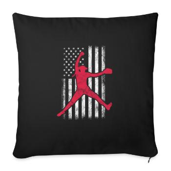 Softball États-Unis - Housse de coussin décorative 45 x 45 cm - noir - Devant