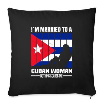 Cuba Wife | Cuban Cuban Flag Gifts - Sofa pillowcase 17,3'' x 17,3'' (45 x 45 cm) - black - Front