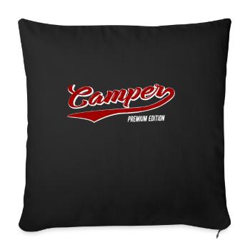 Camper Premium Edition Vintage Camping Motiv - Sofakissenbezug 45 x 45 cm - Schwarz - Vorne