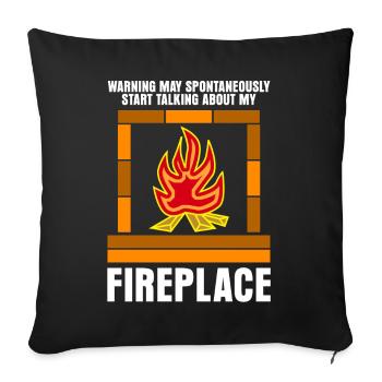 Kamin Ofen Feuerstelle Feuer Kaminofen - Sofakissenbezug 45 x 45 cm - Schwarz - Vorne