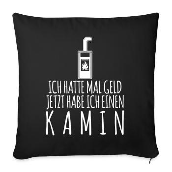 Kamin Brennholz Ofen Kaminofen - Sofakissenbezug 45 x 45 cm - Schwarz - Vorne