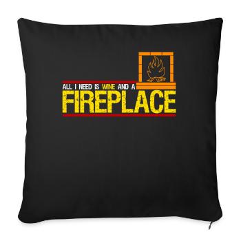 Fireplace Stove Wine Fireplace Fireplace Stove - Sofa pillowcase 17,3'' x 17,3'' (45 x 45 cm) - black - Front