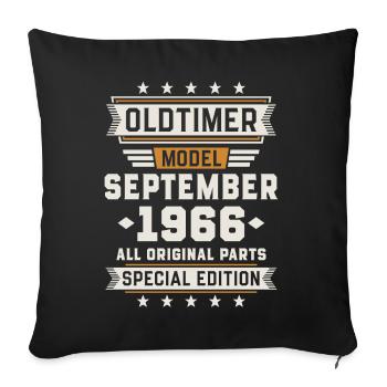 Oldtimer September 1966 Geburtstag Geschenk - Sofakissenbezug 45 x 45 cm - Schwarz - Vorne