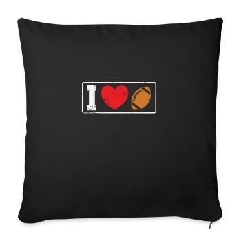 J’aime le football Heart Short Form America Sports - Housse de coussin décorative 45 x 45 cm - noir - Devant