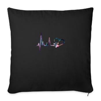 Herzschlag Hunde Pfoten Frequenz Hundeliebe Herz - Sofakissenbezug 45 x 45 cm - Schwarz - Vorne