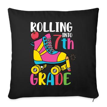 Rolling Into7th Grade Vibes Retro Groovy Women - Sofa pillowcase 17,3'' x 17,3'' (45 x 45 cm) - black - Front