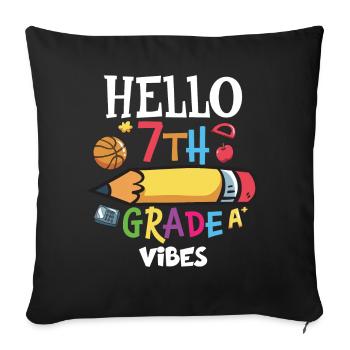 7. Klasse Vibes Retro Groovy Frauen Happy First - Sofakissenbezug 45 x 45 cm - Schwarz - Vorne