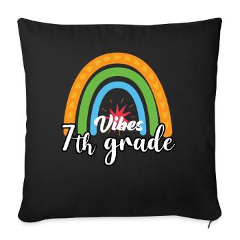 Vibrations de 7e année Retro Groovy Women Happy First - Housse de coussin décorative 45 x 45 cm - noir - Devant