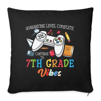 7. Klasse Vibes Retro Groovy Frauen Happy First - Sofakissenbezug 45 x 45 cm - Schwarz - Vorne