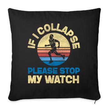 Running Runner Half Marathon Retro - Sofa pillowcase 17,3'' x 17,3'' (45 x 45 cm) - black - Front