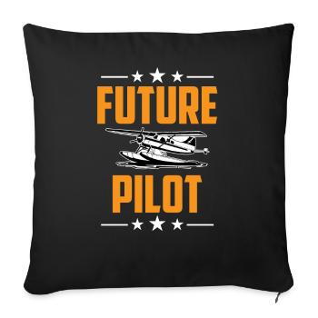 Future Pilot Light Aircraft Small Aircraft Jet - Sofa pillowcase 17,3'' x 17,3'' (45 x 45 cm) - black - Front