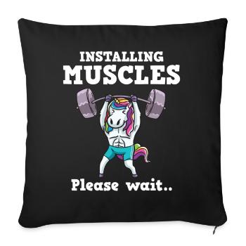 Einhorn Muskel Workout Fitness Training Sport - Sofakissenbezug 45 x 45 cm - Schwarz - Vorne