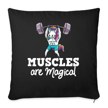 Einhorn Muskel Workout Fitness Training Sport - Sofakissenbezug 45 x 45 cm - Schwarz - Vorne