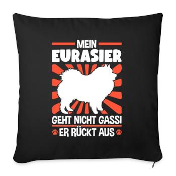 Eurasier Gassi gehen Eurasian Dog - Sofakissenbezug 45 x 45 cm - Schwarz - Vorne
