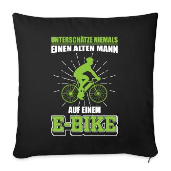 E Bikes | Altes Männer E-Bike Geschenk - Sofakissenbezug 45 x 45 cm - Schwarz - Vorne