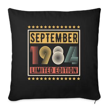 Vintage Septembre 1984 Édition Limitée Anniversaire - Housse de coussin décorative 45 x 45 cm - noir - Devant