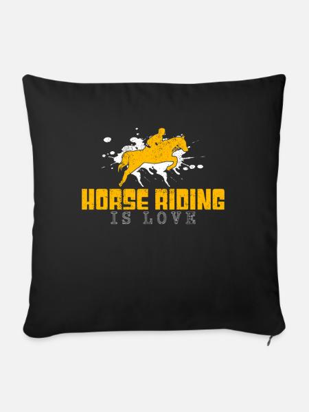 Pferde reiten Spruch - Sofakissenbezug 45 x 45 cm - Schwarz