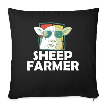 Retro Schaf Bauer Sonnenbrille Landwirtschaft - Sofakissenbezug 45 x 45 cm - Schwarz - Vorne