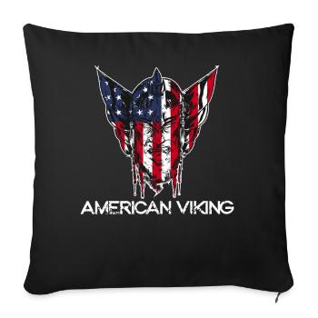 Amerikanische Flagge Wikinger Warrior Norse Mythol - Sofakissenbezug 45 x 45 cm - Schwarz - Vorne