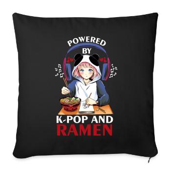 Angetrieben von K-Pop und Ramen skizzieren Anime G - Sofakissenbezug 45 x 45 cm - Schwarz - Vorne