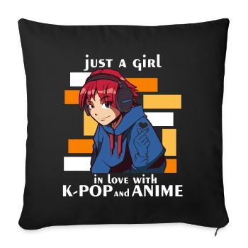 Nur ein Mädchen, das in Kpop und koreanische Anime - Sofakissenbezug 45 x 45 cm - Schwarz - Vorne