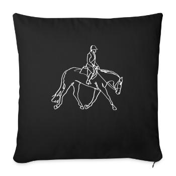 Chasse équitation anglaise cavalier cheval sport équestre - Housse de coussin décorative 45 x 45 cm - noir - Devant