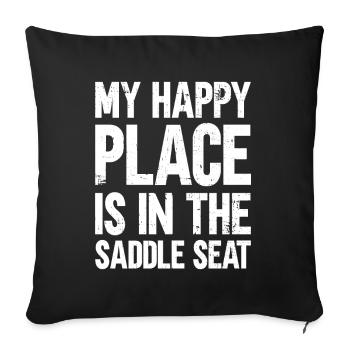 Mon endroit heureux est dans la selle - Selle - Housse de coussin décorative 45 x 45 cm - noir - Devant