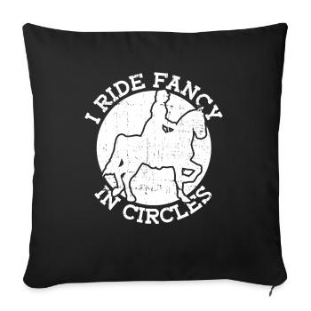 Je roule chic en cercle - dressage - Housse de coussin décorative 45 x 45 cm - noir - Devant
