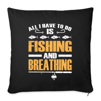 Pêcheur à la ligne & Pêche respirante Pêcheurs Pêche - Housse de coussin décorative 45 x 45 cm - noir - Devant
