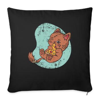 Pizza Cat Pizza Lover Italian Food Ki - Sofa pillowcase 17,3'' x 17,3'' (45 x 45 cm) - black - Front