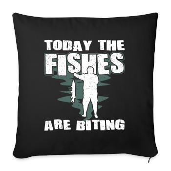 Pêcheur aujourd’hui Les poissons mordent Pêcheurs pêcheurs - Housse de coussin décorative 45 x 45 cm - noir - Devant