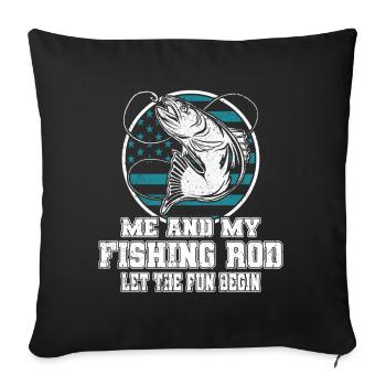Angler Me & My Fishing Rod Let Fun Begin Angeln - Housse de coussin décorative 45 x 45 cm - noir - Devant