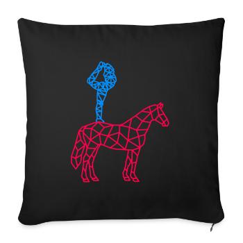 Voltigieren Pferd Reiterin Voltigierer - Sofakissenbezug 45 x 45 cm - Schwarz - Vorne